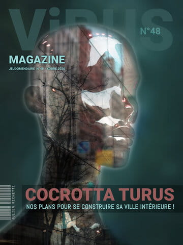 « Virus Magazine n°48 » photographisme de la série Virus Magazine © Julien Richetti, 2020 (impression format portrait 3:4 sur dibond)