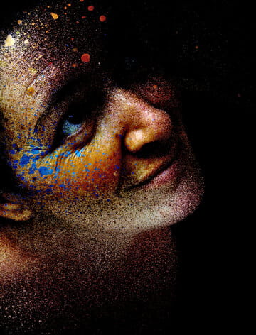 « Les pensées VI » photographisme de la série Les Félicitées © Julien Richetti, 2012 (impression format portrait 3:4 sur dibond)