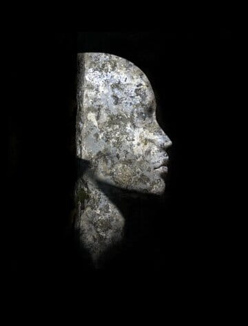 « Petit fils de Moaï » photographisme de la série Les Mixtoides © Julien Richetti, 2013 (impression format portrait 3:4 sur dibond)