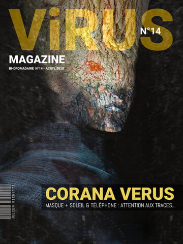 « Virus Magazine n°14 » photographisme de la série Virus Magazine © Julien Richetti, 2020 (impression format portrait 3:4 sur dibond)