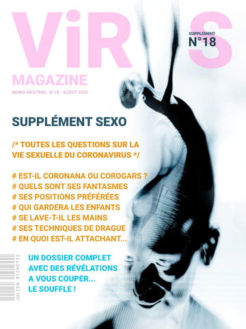 « Virus Magazine supplément n°18 » photographisme de la série Virus Magazine © Julien Richetti, 2020 (impression format portrait 3:4 sur dibond)