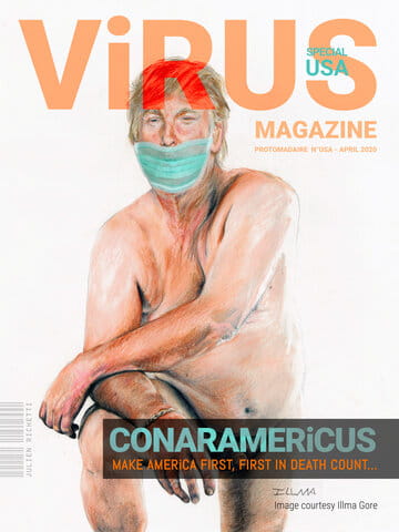 « Virus Magazine spécial USA » photographisme de la série Virus Magazine © Julien Richetti, 2020 (impression format portrait 3:4 sur dibond)