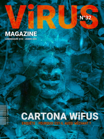 « Virus Magazine n°32 » photographisme de la série Virus Magazine © Julien Richetti, 2020 (impression format portrait 3:4 sur dibond)
