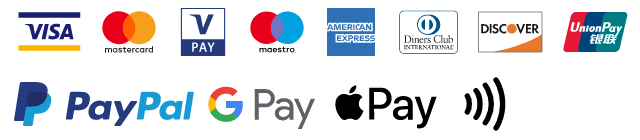 Les modes de paiement acceptés sont les chèques bancaires (banques françaises uniquement), les espèces en euros (pas d’envoi postal, uniquement de la main à la main), Paypal, VISA, Mastercard, Amercian Express, Maestro, Google Pay, AppelPay