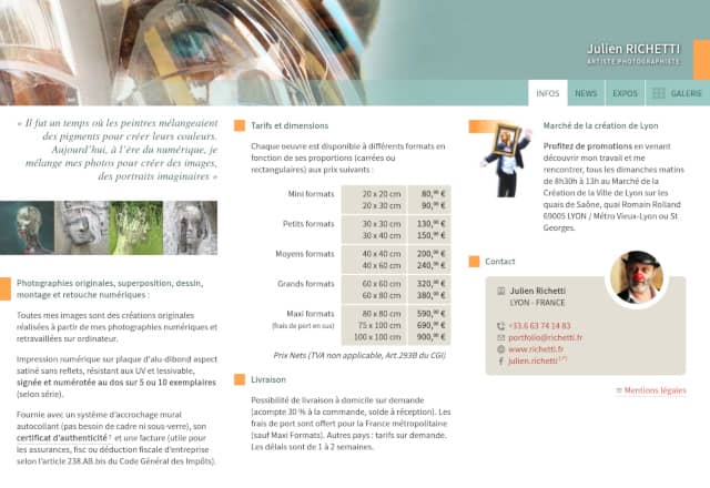 Capture d'écran de la nouvelle version 2021 du site www.richetti.fr